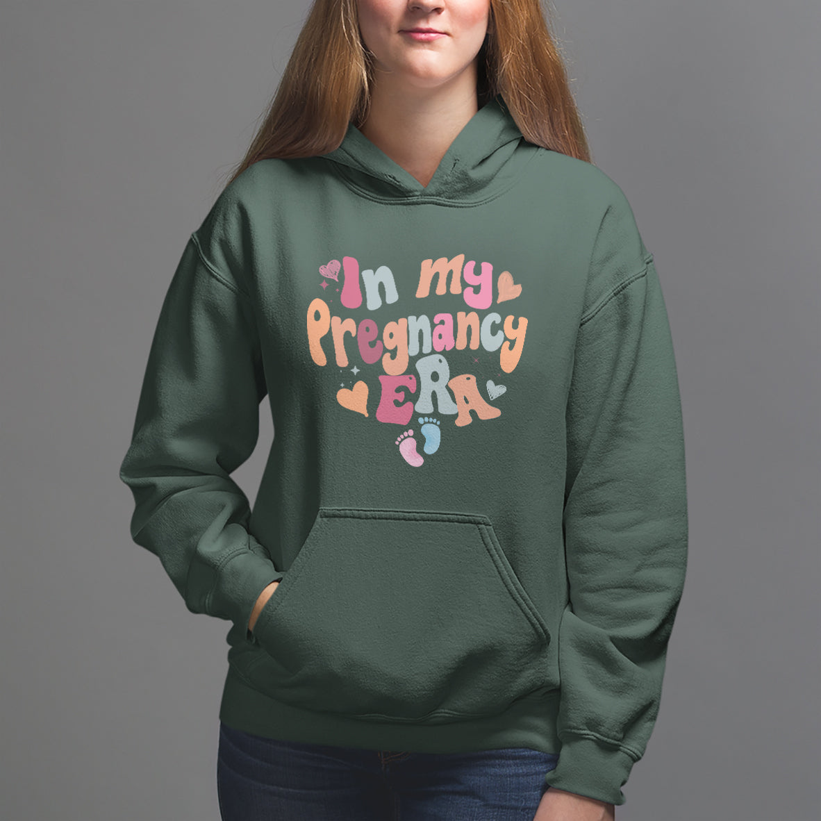 Pregnancy Announcement Hoodie Groovy In My Pregnant Era TS05 - Wonder Print Shop