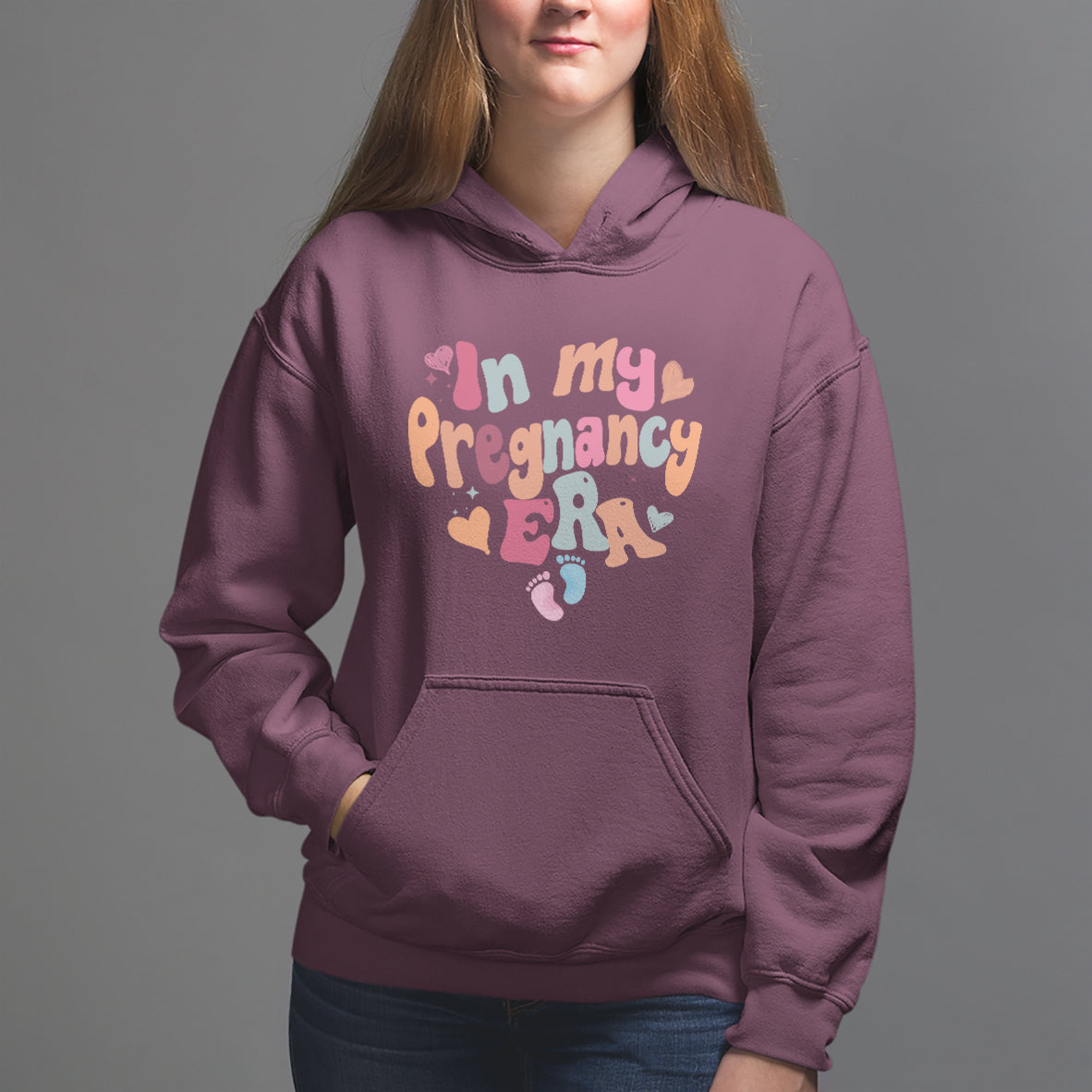 Pregnancy Announcement Hoodie Groovy In My Pregnant Era TS05 - Wonder Print Shop