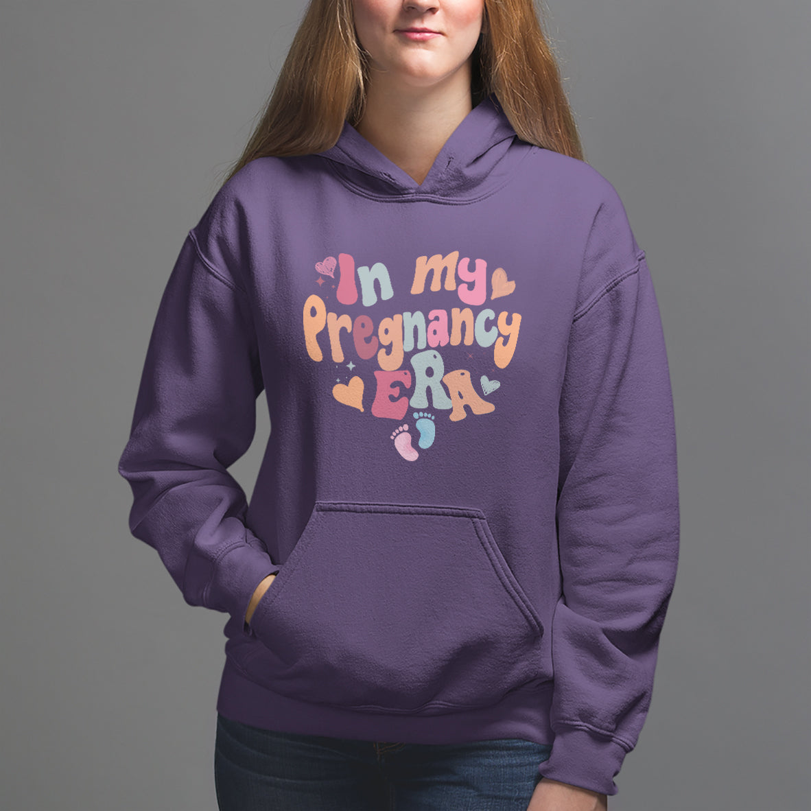 Pregnancy Announcement Hoodie Groovy In My Pregnant Era TS05 - Wonder Print Shop