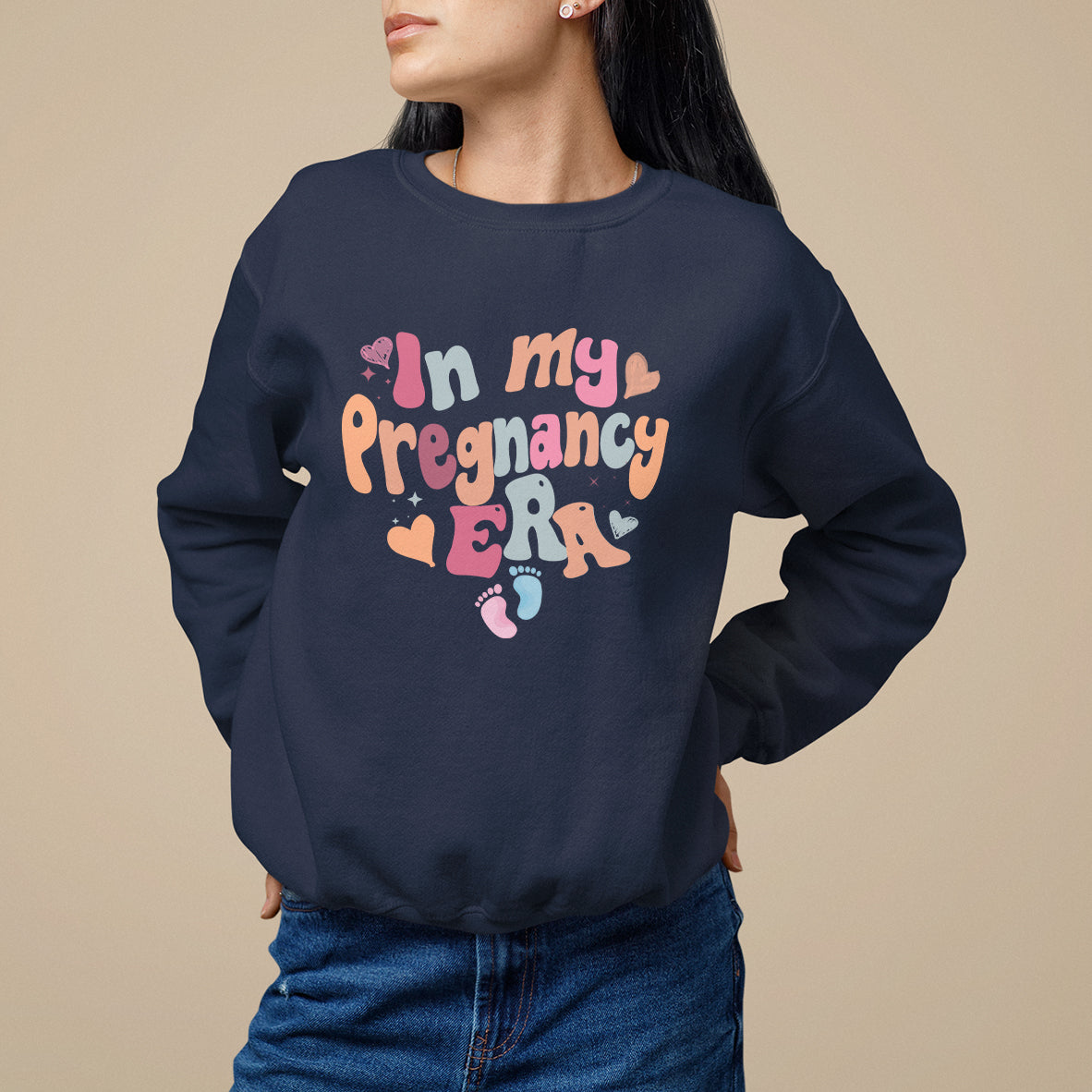 Pregnancy Announcement Sweatshirt Groovy In My Pregnant Era TS05 - Wonder Print Shop