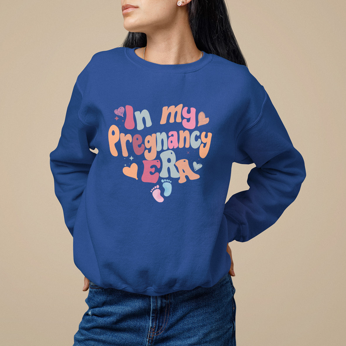 Pregnancy Announcement Sweatshirt Groovy In My Pregnant Era TS05 - Wonder Print Shop