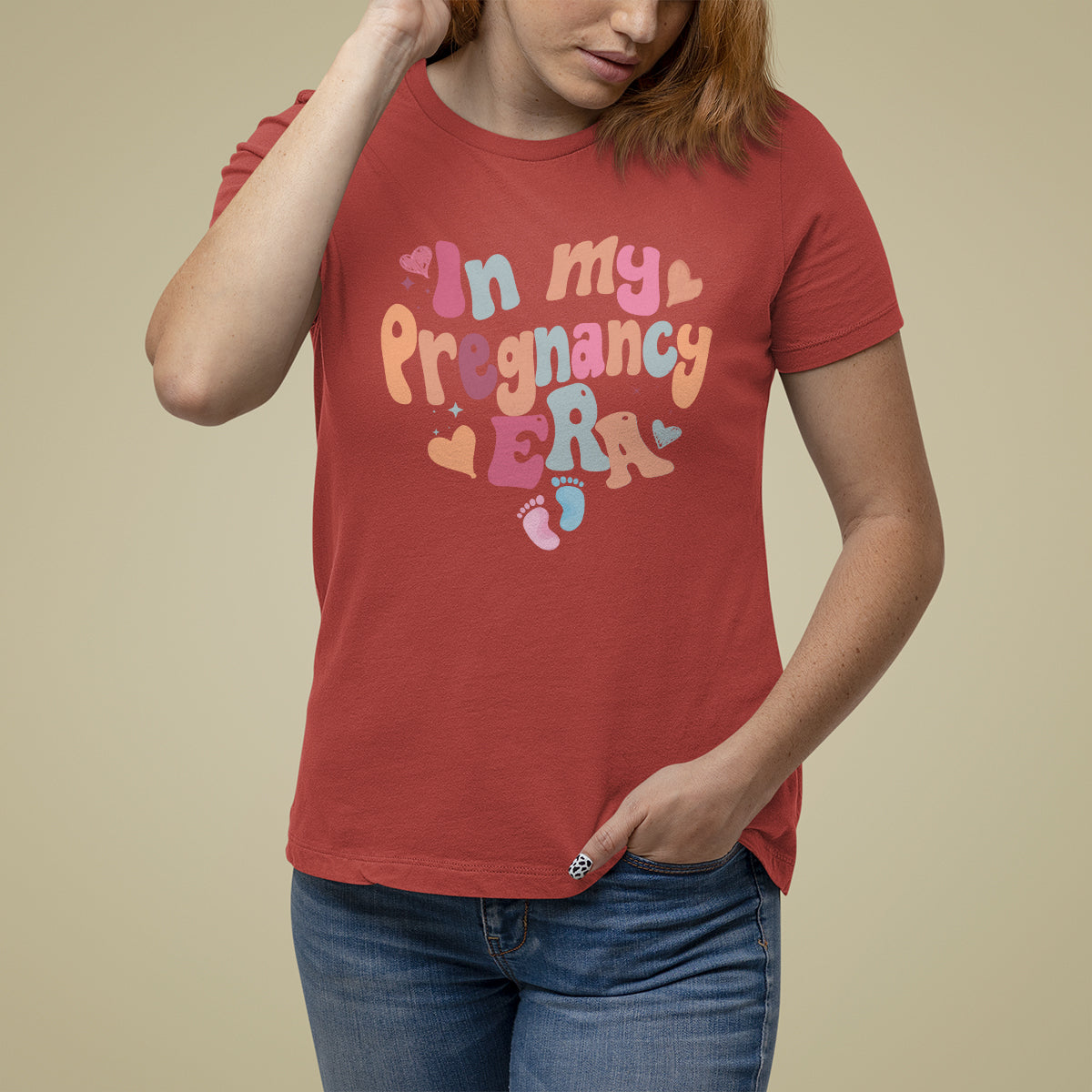 Pregnancy Announcement T Shirt For Women Groovy In My Pregnant Era TS05 - Wonder Print Shop