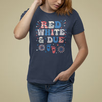 Pregnancy Announcement T Shirt For Women Red White And Due, 4th Of July TS05 - Wonder Print Shop
