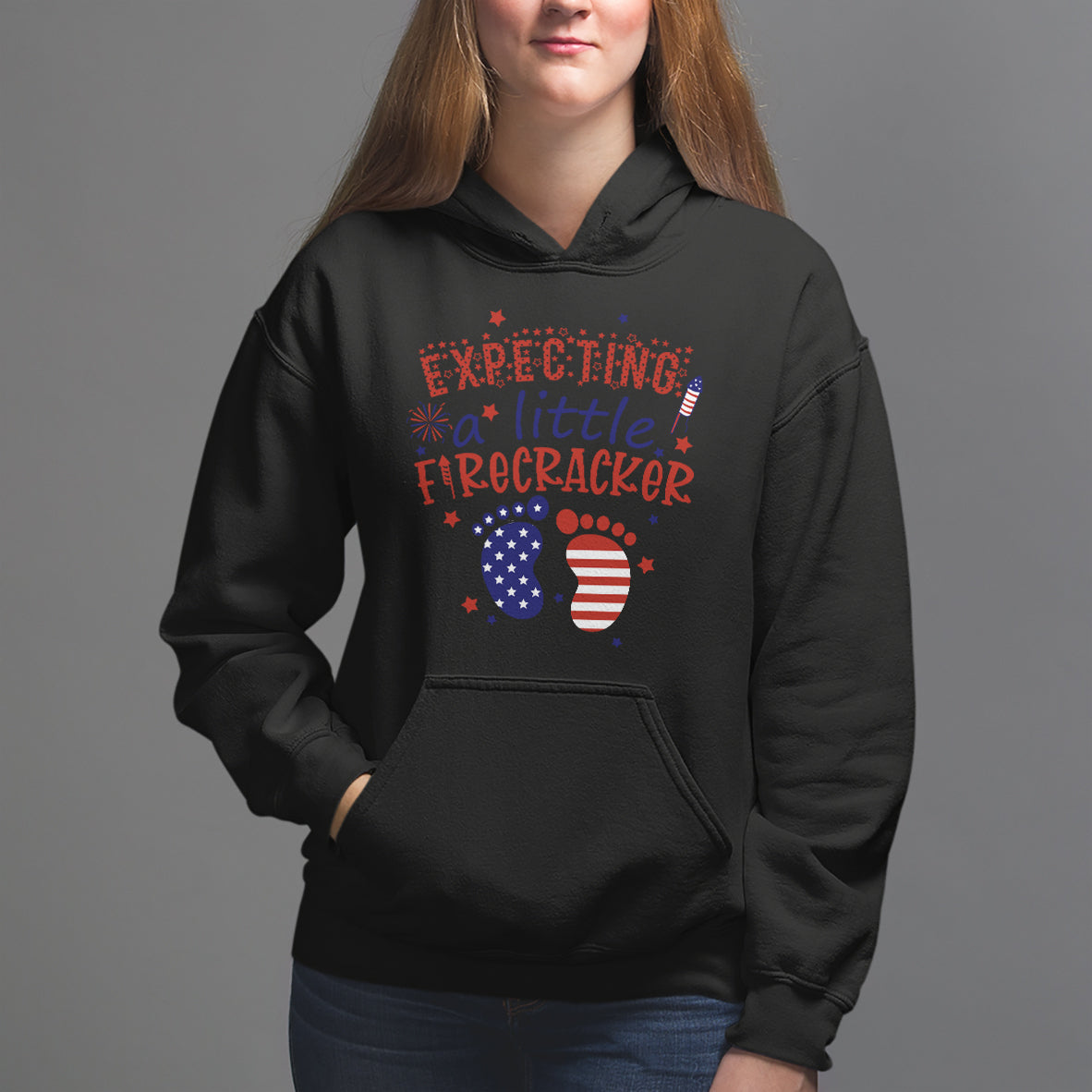 Pregnancy Announcement Hoodie Expecting A Little Firecracker TS05 - Wonder Print Shop