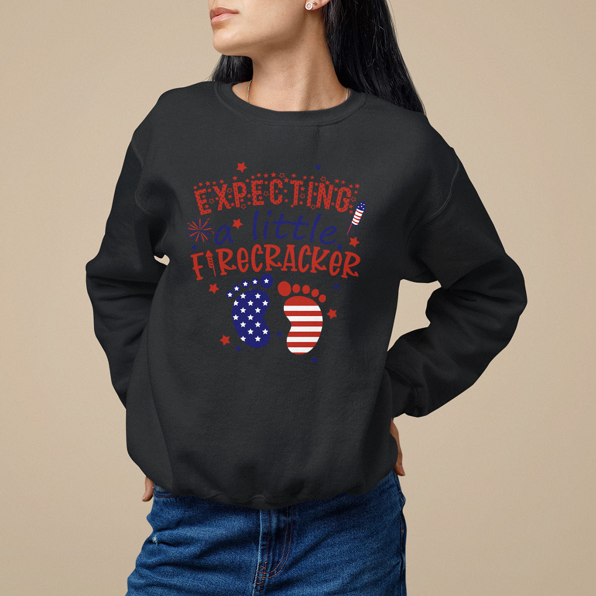 Pregnancy Announcement Sweatshirt Expecting A Little Firecracker TS05 - Wonder Print Shop