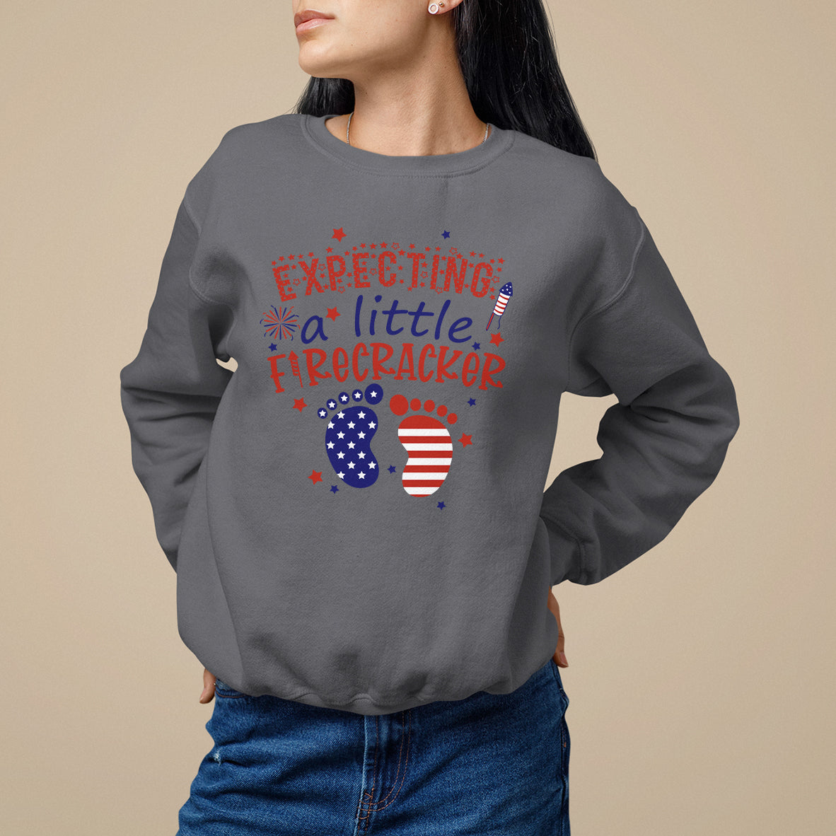 Pregnancy Announcement Sweatshirt Expecting A Little Firecracker TS05 - Wonder Print Shop