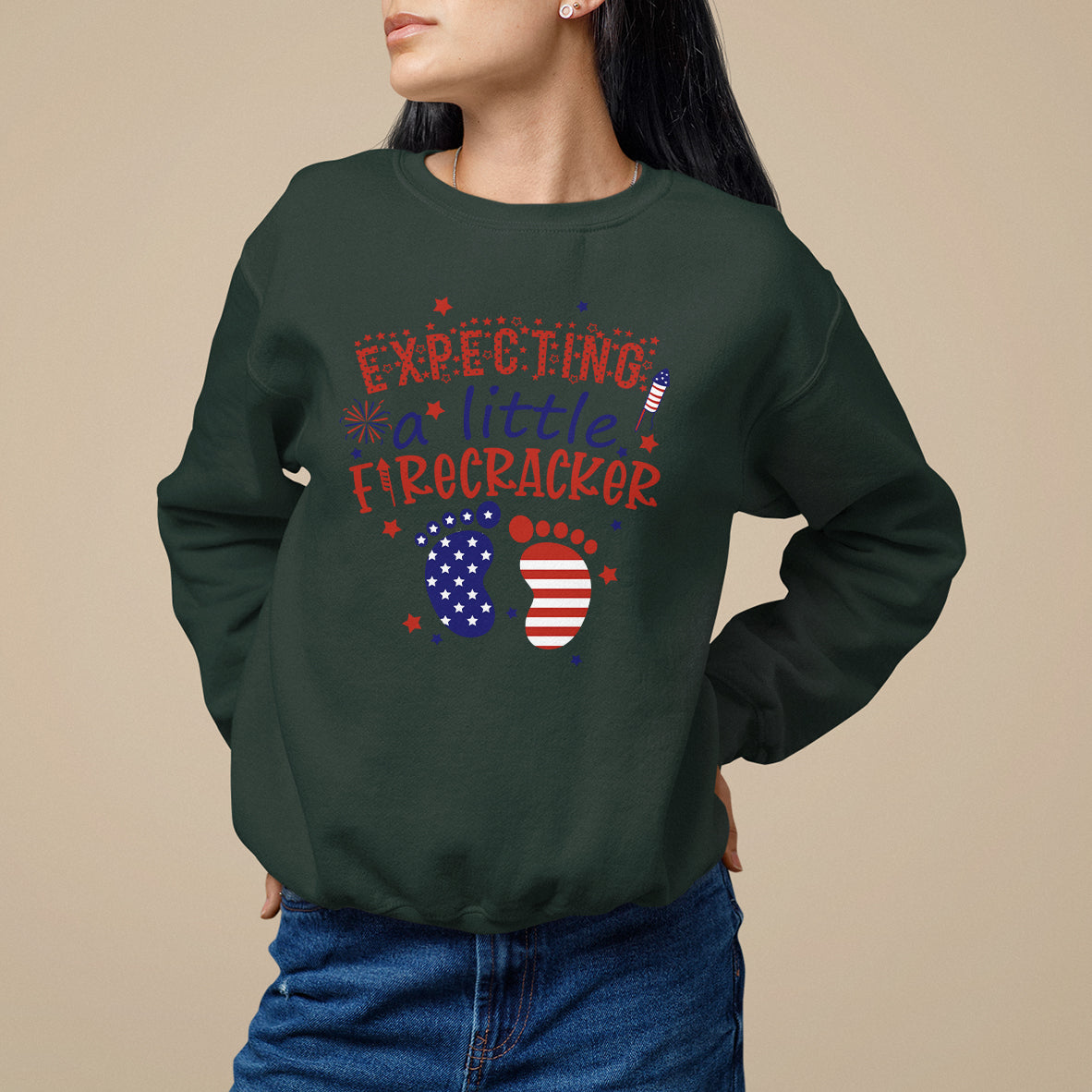 Pregnancy Announcement Sweatshirt Expecting A Little Firecracker TS05 - Wonder Print Shop