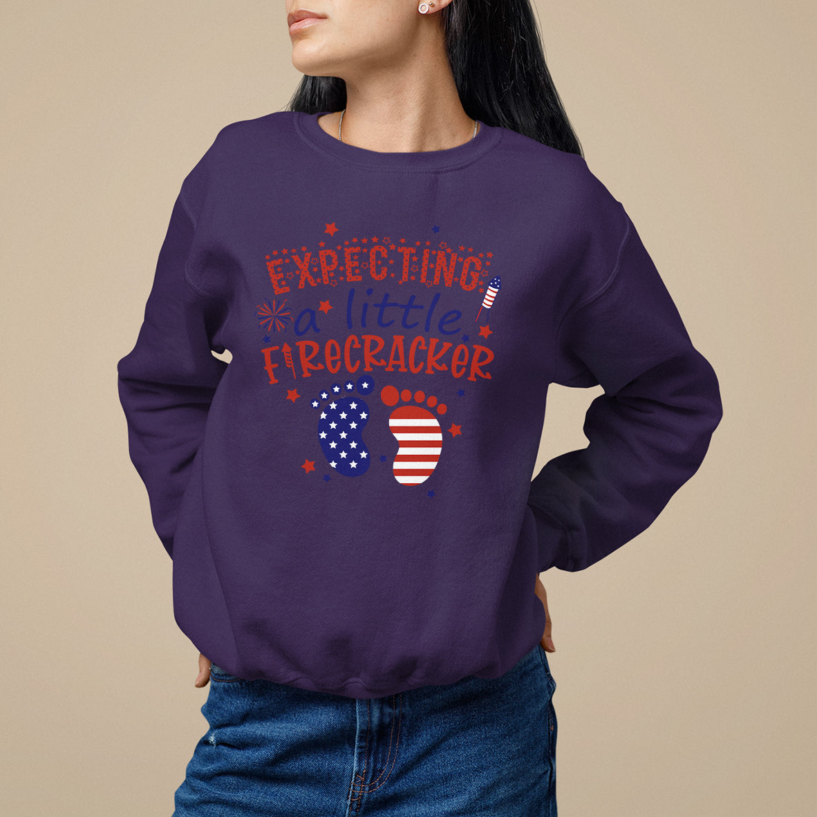 Pregnancy Announcement Sweatshirt Expecting A Little Firecracker TS05 - Wonder Print Shop
