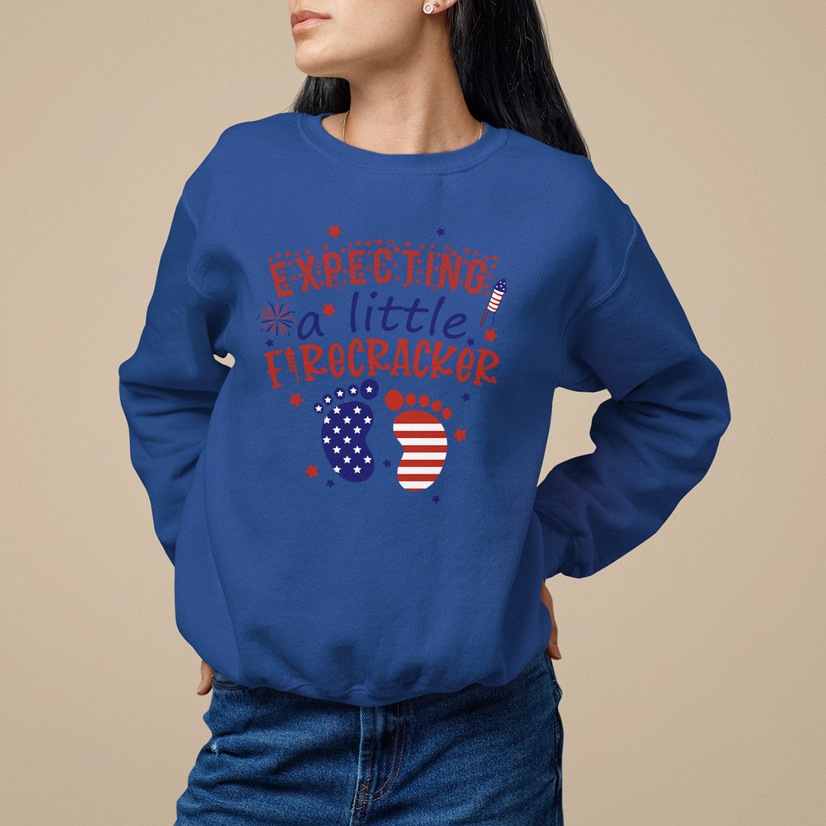 Pregnancy Announcement Sweatshirt Expecting A Little Firecracker TS05 - Wonder Print Shop