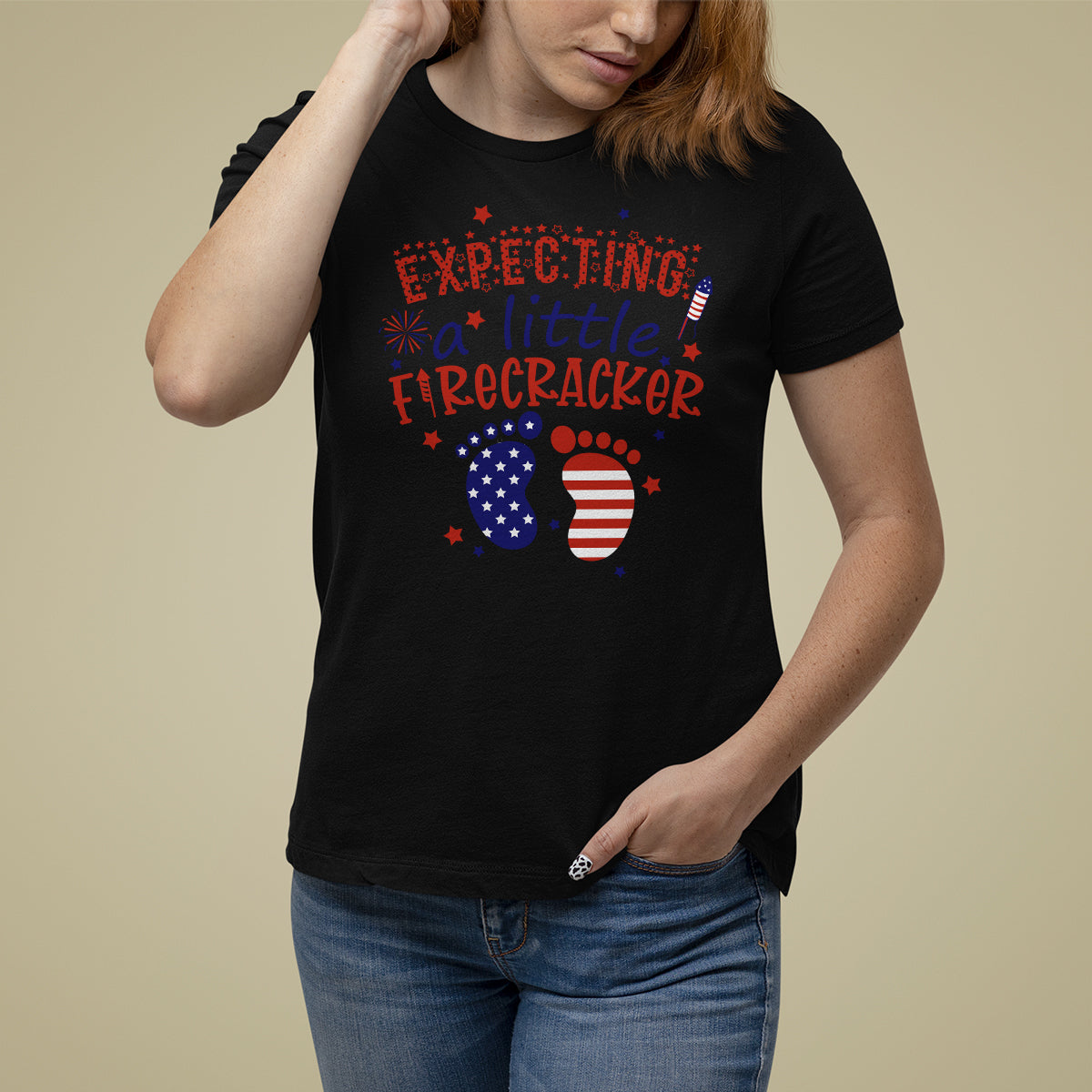 Pregnancy Announcement T Shirt For Women Expecting A Little Firecracker TS05 - Wonder Print Shop