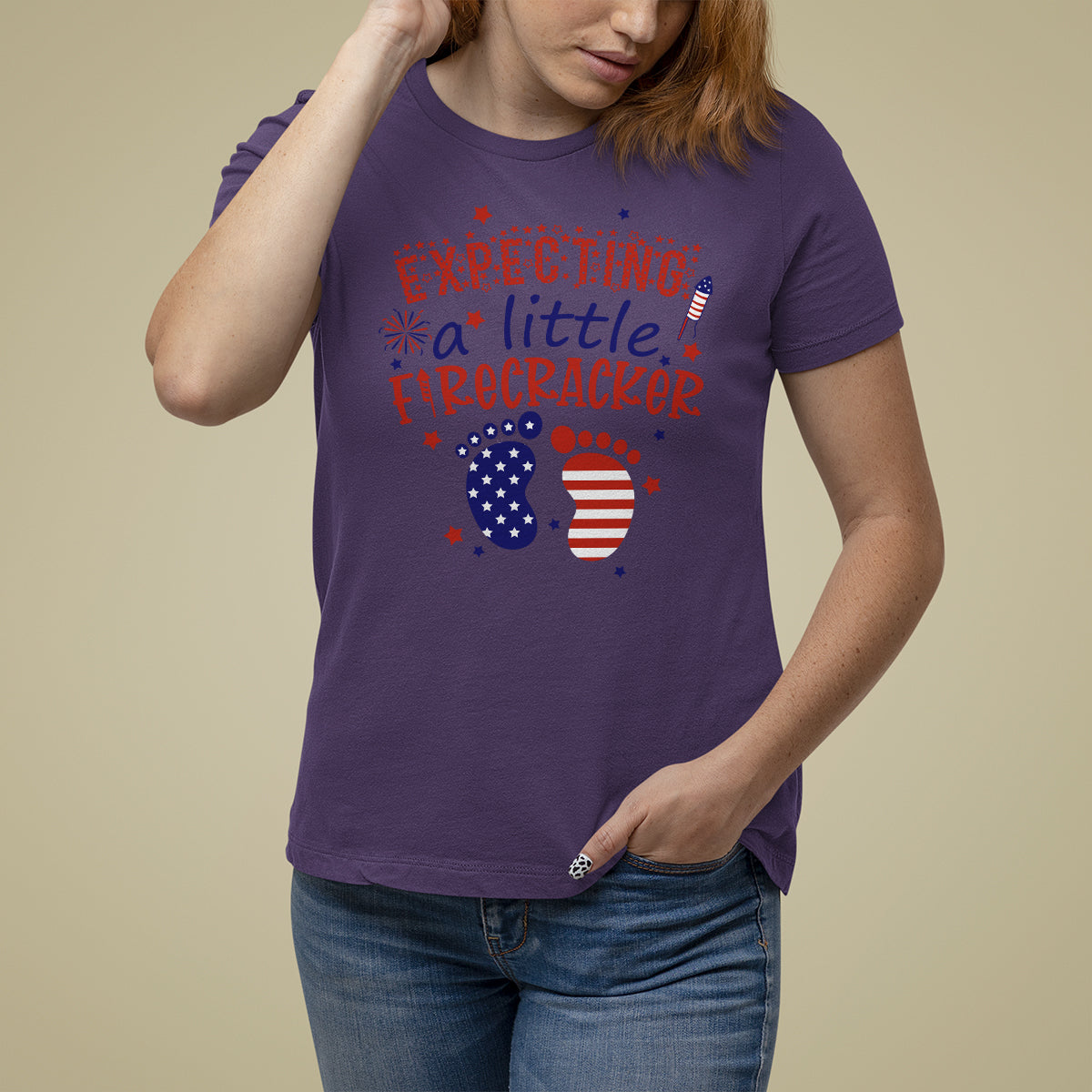 Pregnancy Announcement T Shirt For Women Expecting A Little Firecracker TS05 - Wonder Print Shop