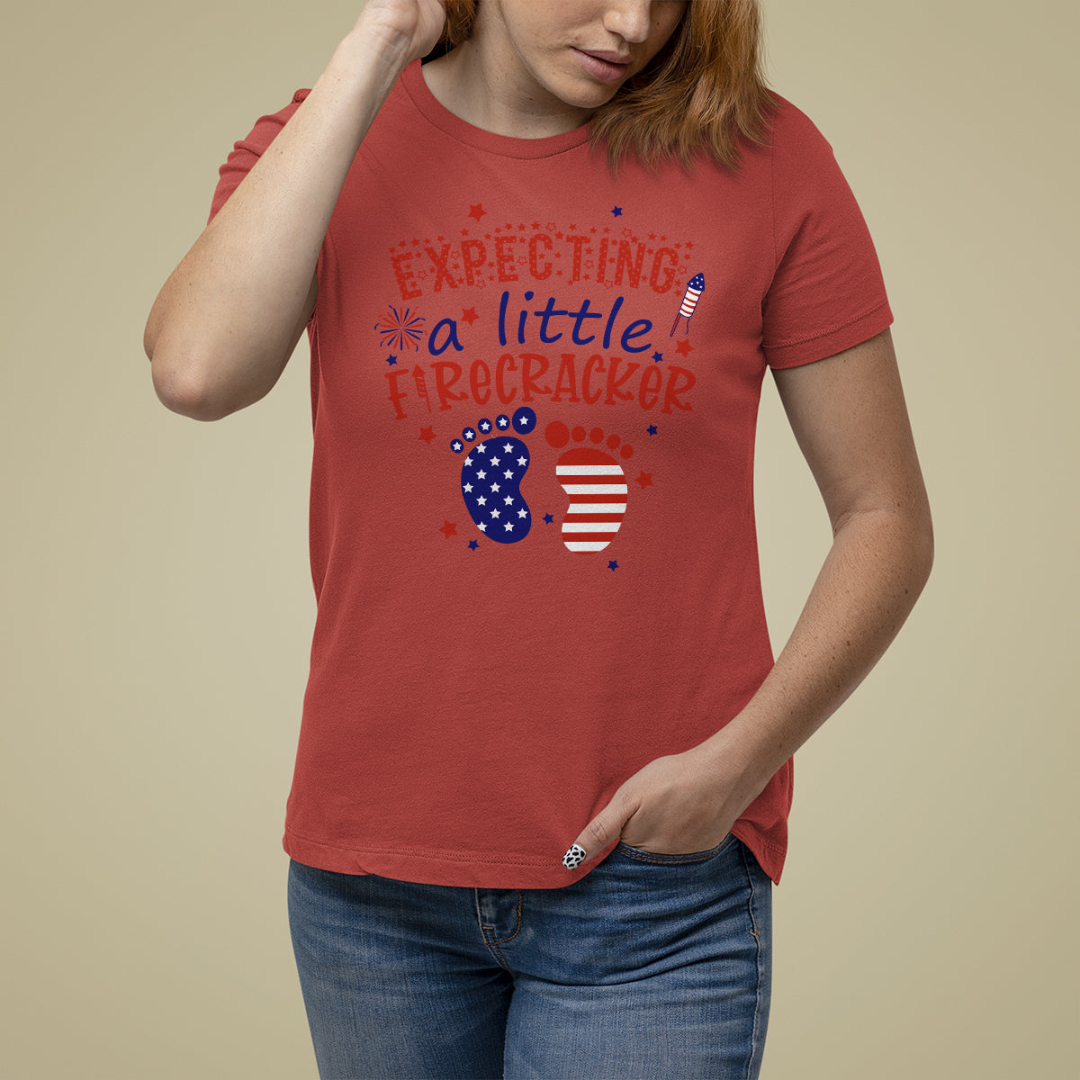 Pregnancy Announcement T Shirt For Women Expecting A Little Firecracker TS05 - Wonder Print Shop