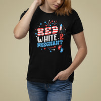 Pregnancy Announcement T Shirt For Women Red White And Due, 4th Of July TS05 - Wonder Print Shop