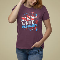 Pregnancy Announcement T Shirt For Women Red White And Due, 4th Of July TS05 - Wonder Print Shop