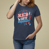 Pregnancy Announcement T Shirt For Women Red White And Due, 4th Of July TS05 - Wonder Print Shop