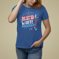 Pregnancy Announcement T Shirt For Women Red White And Due, 4th Of July TS05 - Wonder Print Shop