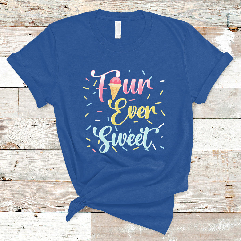 Funny Ice Cream T Shirt Four Ever Sweet, 4th Birthday Girl TS05 - Wonder Print Shop