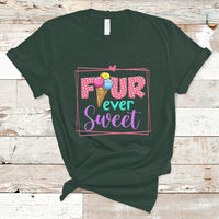 Funny Ice Cream T Shirt Four Ever Sweet, 4th Birthday Girl TS05 - Wonder Print Shop