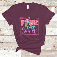 Funny Ice Cream T Shirt Four Ever Sweet, 4th Birthday Girl TS05 - Wonder Print Shop