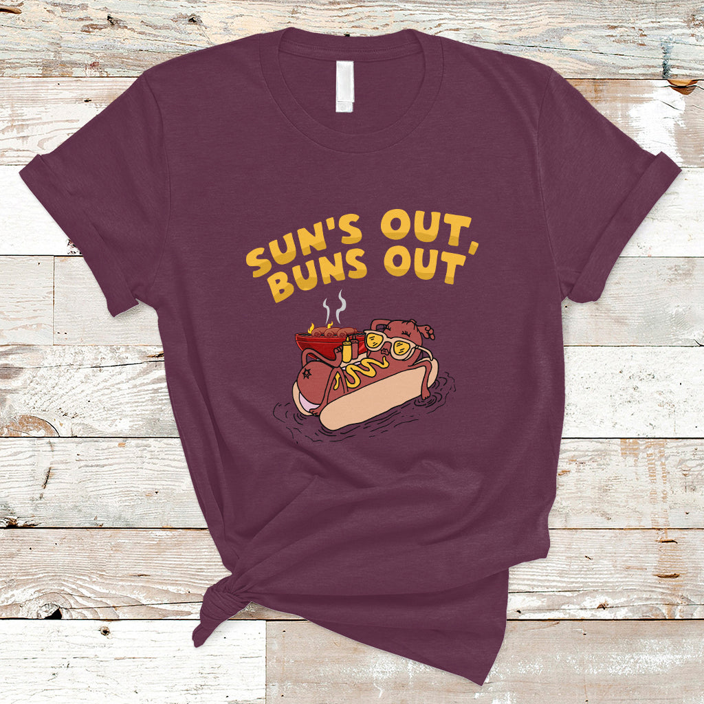 Hot Dog Lover T Shirt Suns Out Burns Out, Summer Vacation TS05 - Wonder Print Shop