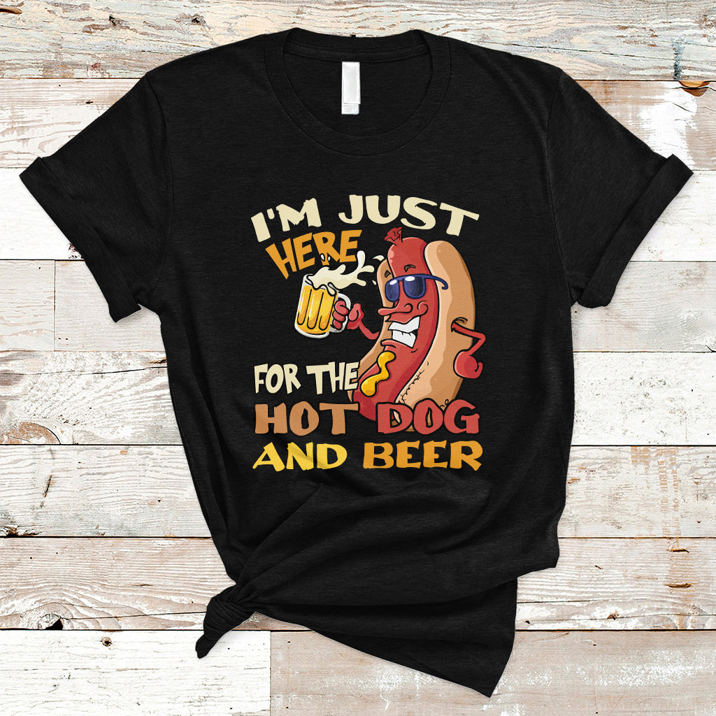 Hot Dog Lover T Shirt I'm Just Here For The Hot Dog And Beer TS05 - Wonder Print Shop