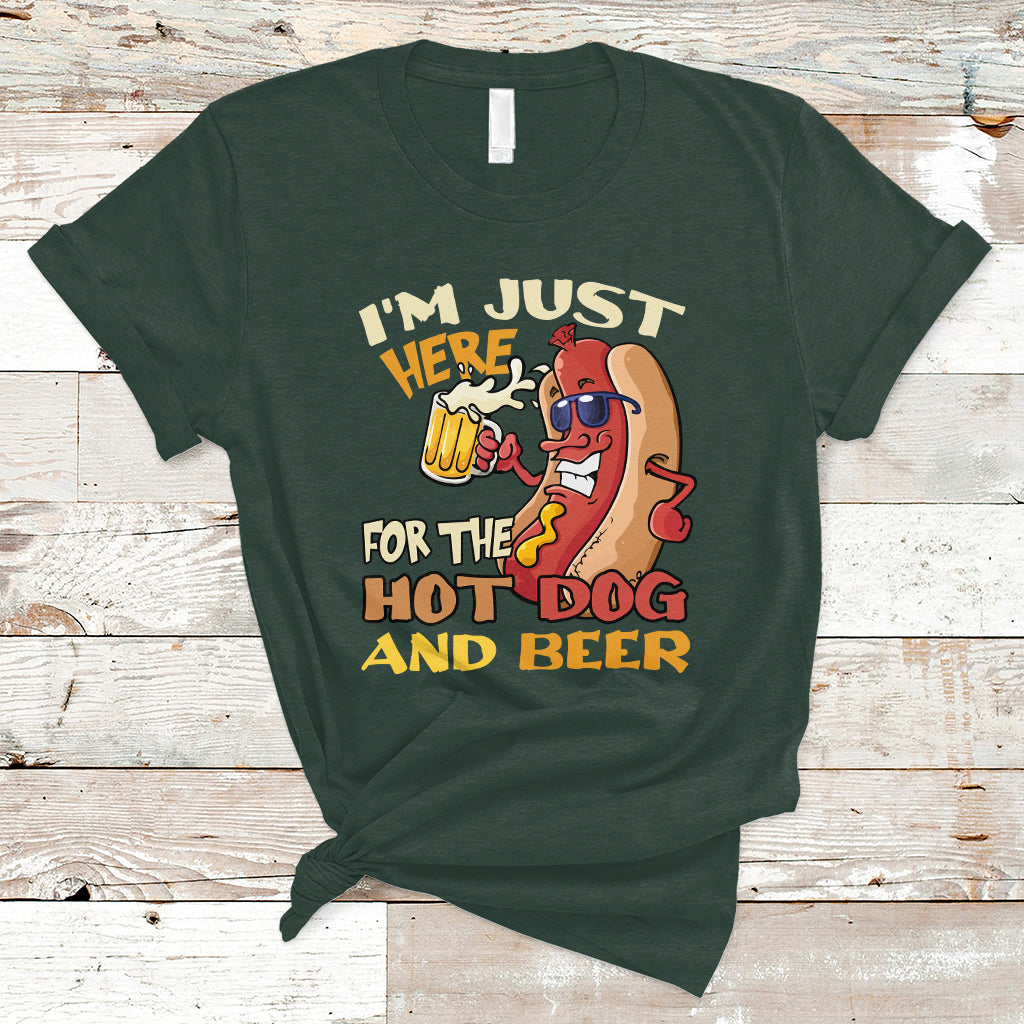 Hot Dog Lover T Shirt I'm Just Here For The Hot Dog And Beer TS05 - Wonder Print Shop
