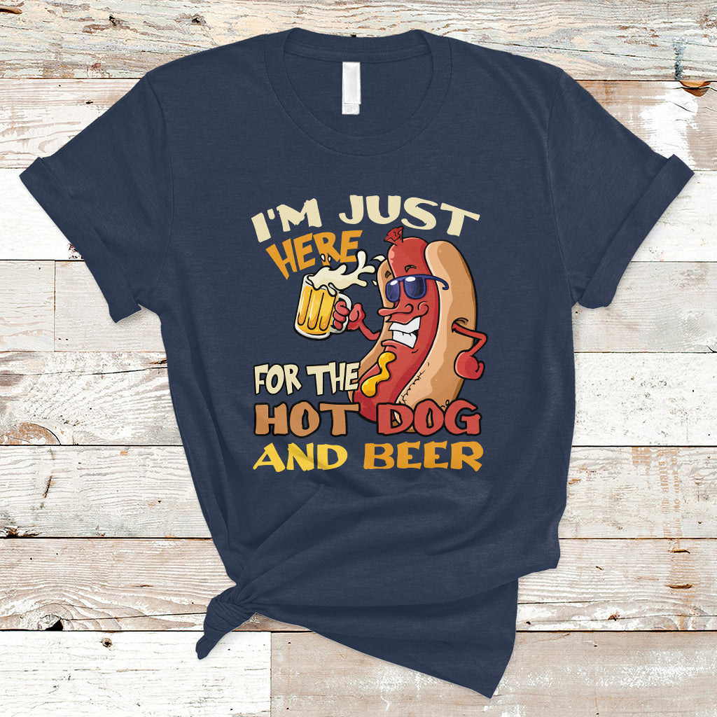 Hot Dog Lover T Shirt I'm Just Here For The Hot Dog And Beer TS05 - Wonder Print Shop