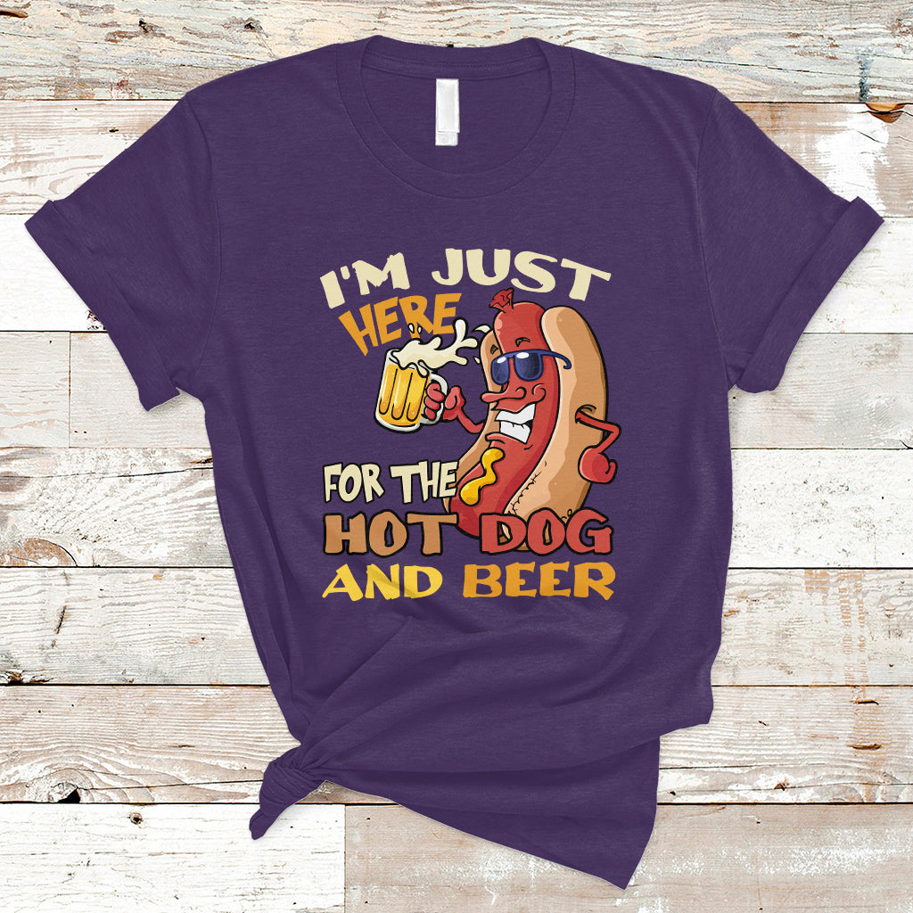 Hot Dog Lover T Shirt I'm Just Here For The Hot Dog And Beer TS05 - Wonder Print Shop