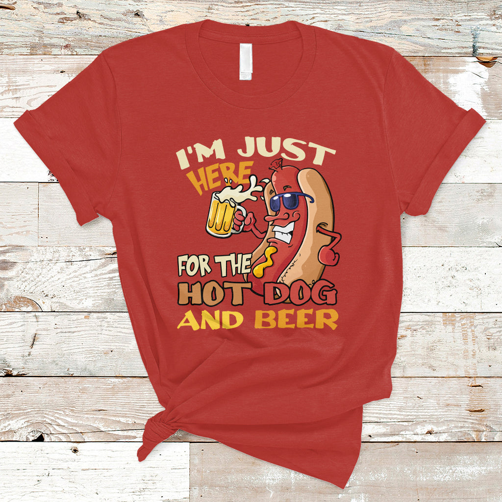 Hot Dog Lover T Shirt I'm Just Here For The Hot Dog And Beer TS05 - Wonder Print Shop