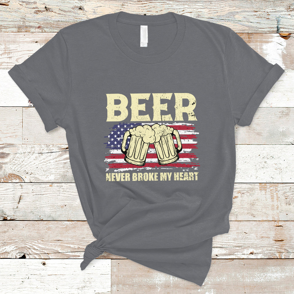 Beer Lover T Shirt Beer Never Broke My Heart, Funny Drinking, 4th Of July TS05 - Wonder Print Shop