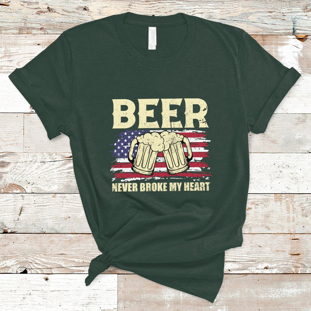 Beer Lover T Shirt Beer Never Broke My Heart, Funny Drinking, 4th Of July TS05 - Wonder Print Shop