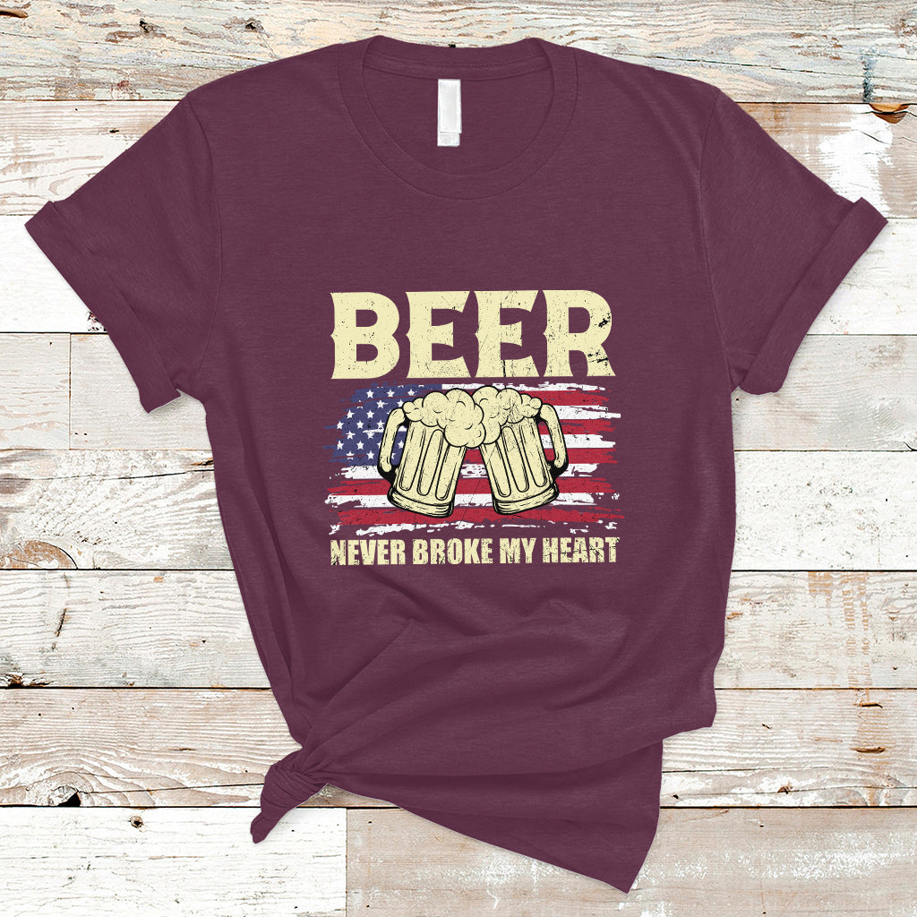 Beer Lover T Shirt Beer Never Broke My Heart, Funny Drinking, 4th Of July TS05 - Wonder Print Shop