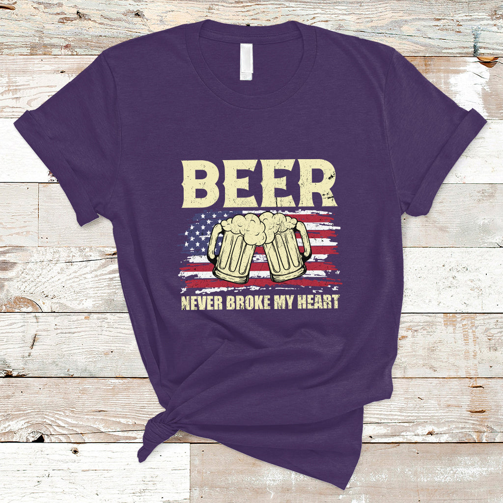 Beer Lover T Shirt Beer Never Broke My Heart, Funny Drinking, 4th Of July TS05 - Wonder Print Shop