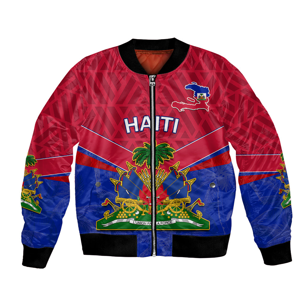 Haiti Neg Maron Bomber Jacket Coat Of Arms - Hisbicus Polynesian LT15