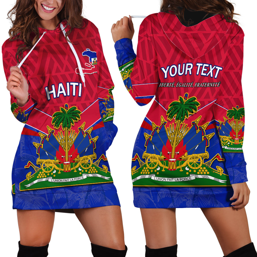 Custom Haiti Hoodie Dress Ayiti Coat Of Arms With Map TS06 - Wonder Print Shop