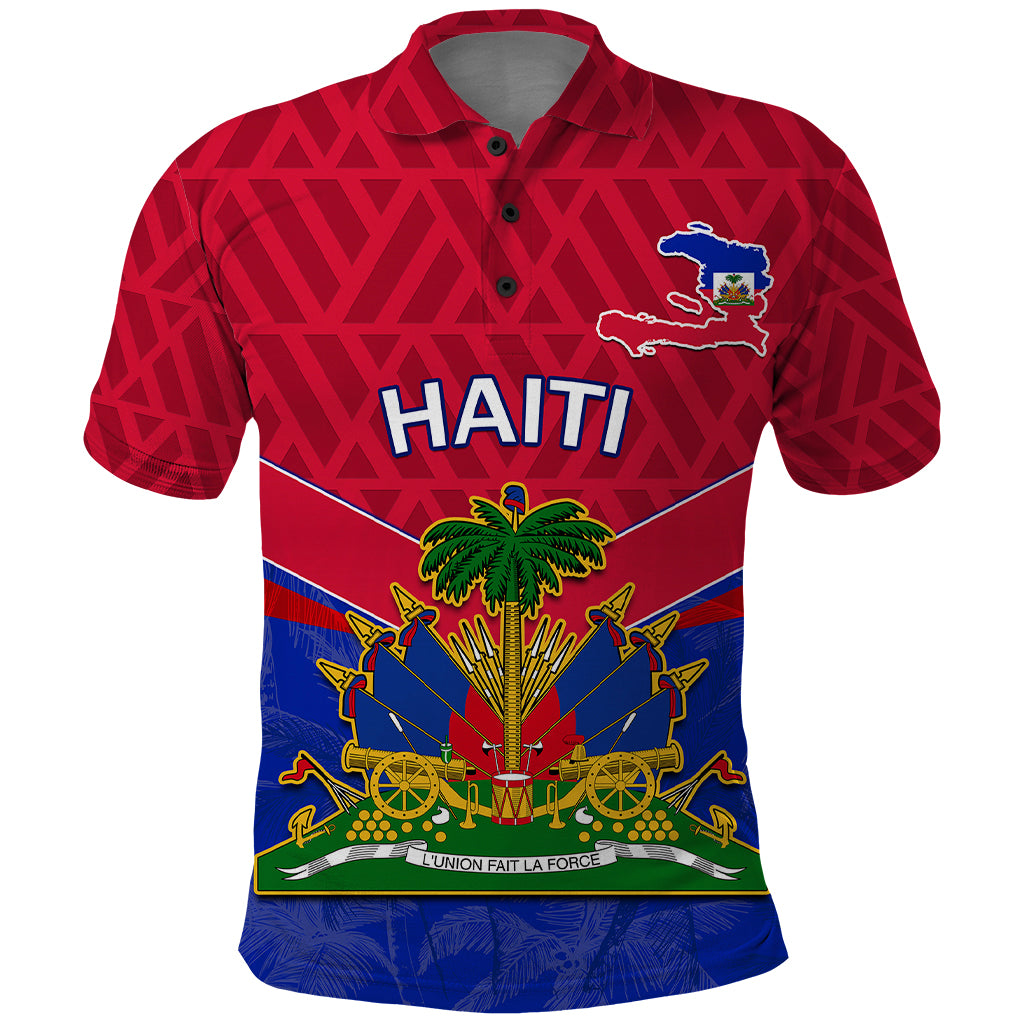 Custom Haiti Polo Shirt Ayiti Coat Of Arms With Map TS06 - Wonder Print Shop