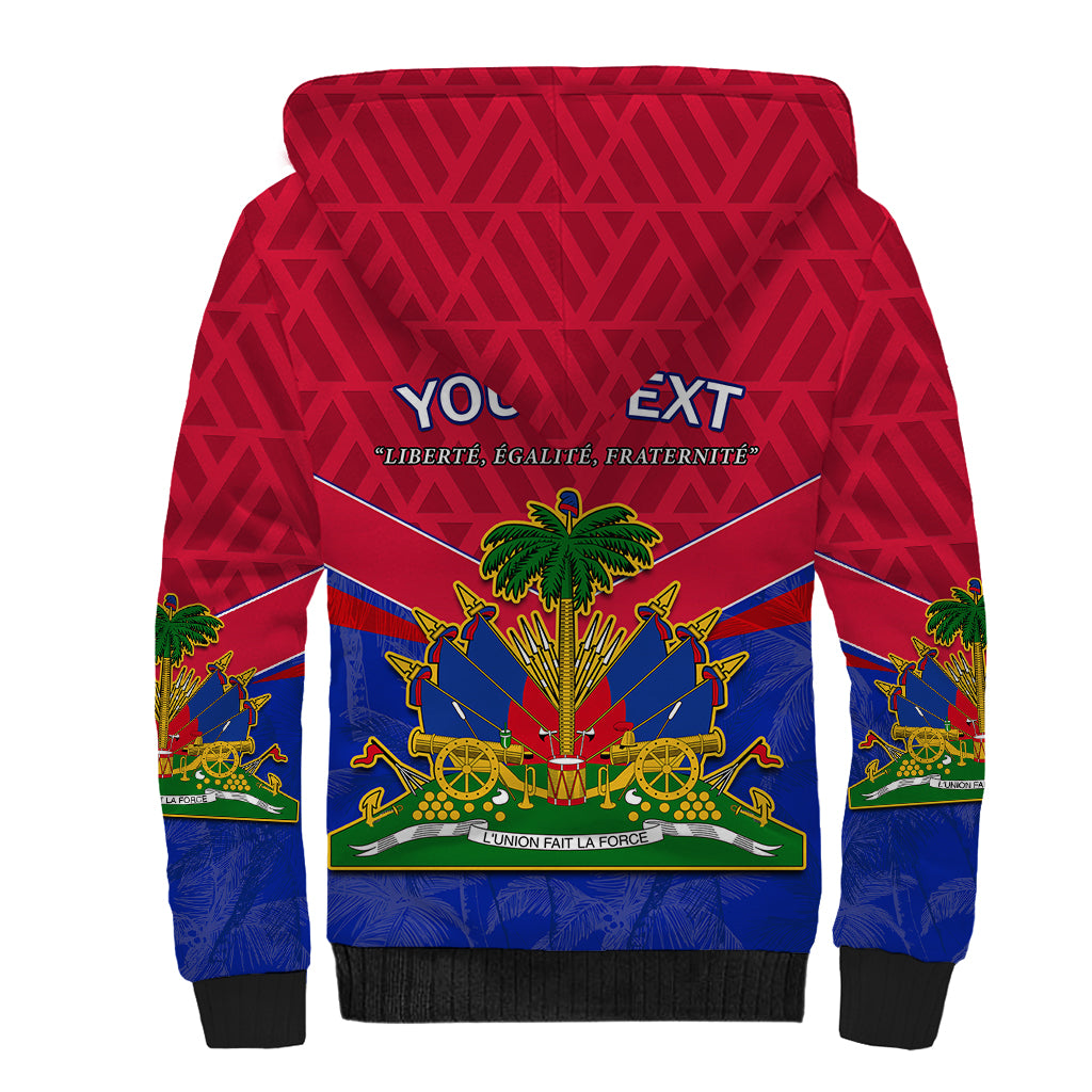 Custom Haiti Sherpa Hoodie Ayiti Coat Of Arms With Map TS06 - Wonder Print Shop
