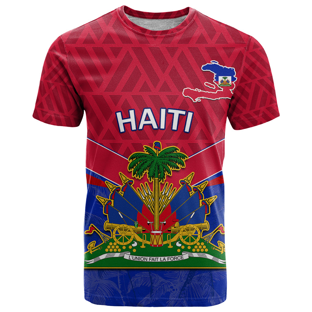 Custom Haiti T Shirt Ayiti Coat Of Arms With Map TS06 - Wonder Print Shop