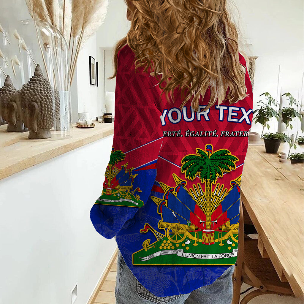 Custom Haiti Women Casual Shirt Ayiti Coat Of Arms With Map TS06 - Wonder Print Shop