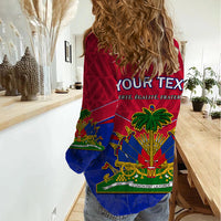 Custom Haiti Women Casual Shirt Ayiti Coat Of Arms With Map TS06 - Wonder Print Shop