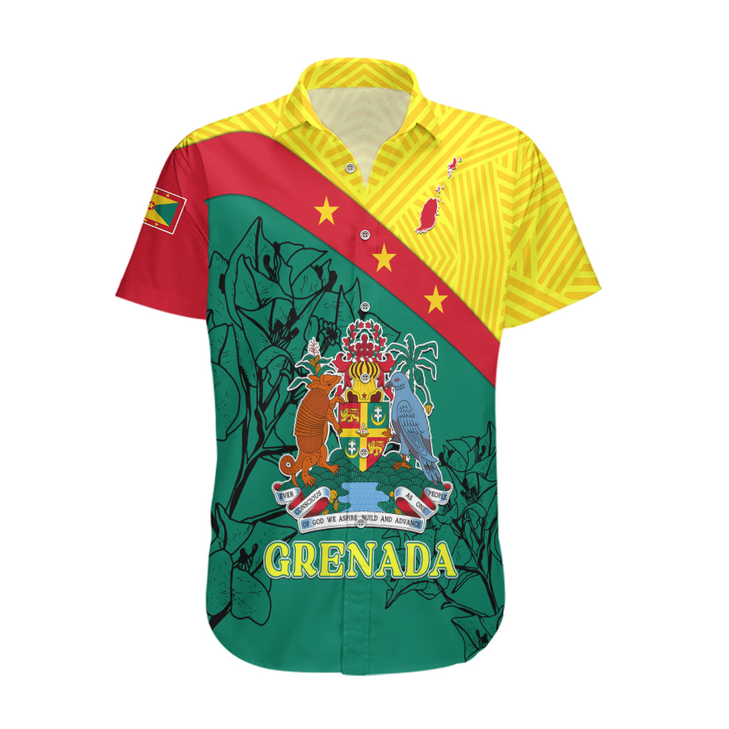 Custom Grenada Hawaiian Shirt Coat Of Arms With Bougainvillea Flowers TS06 - Wonder Print Shop