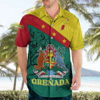 Custom Grenada Hawaiian Shirt Coat Of Arms With Bougainvillea Flowers TS06 - Wonder Print Shop