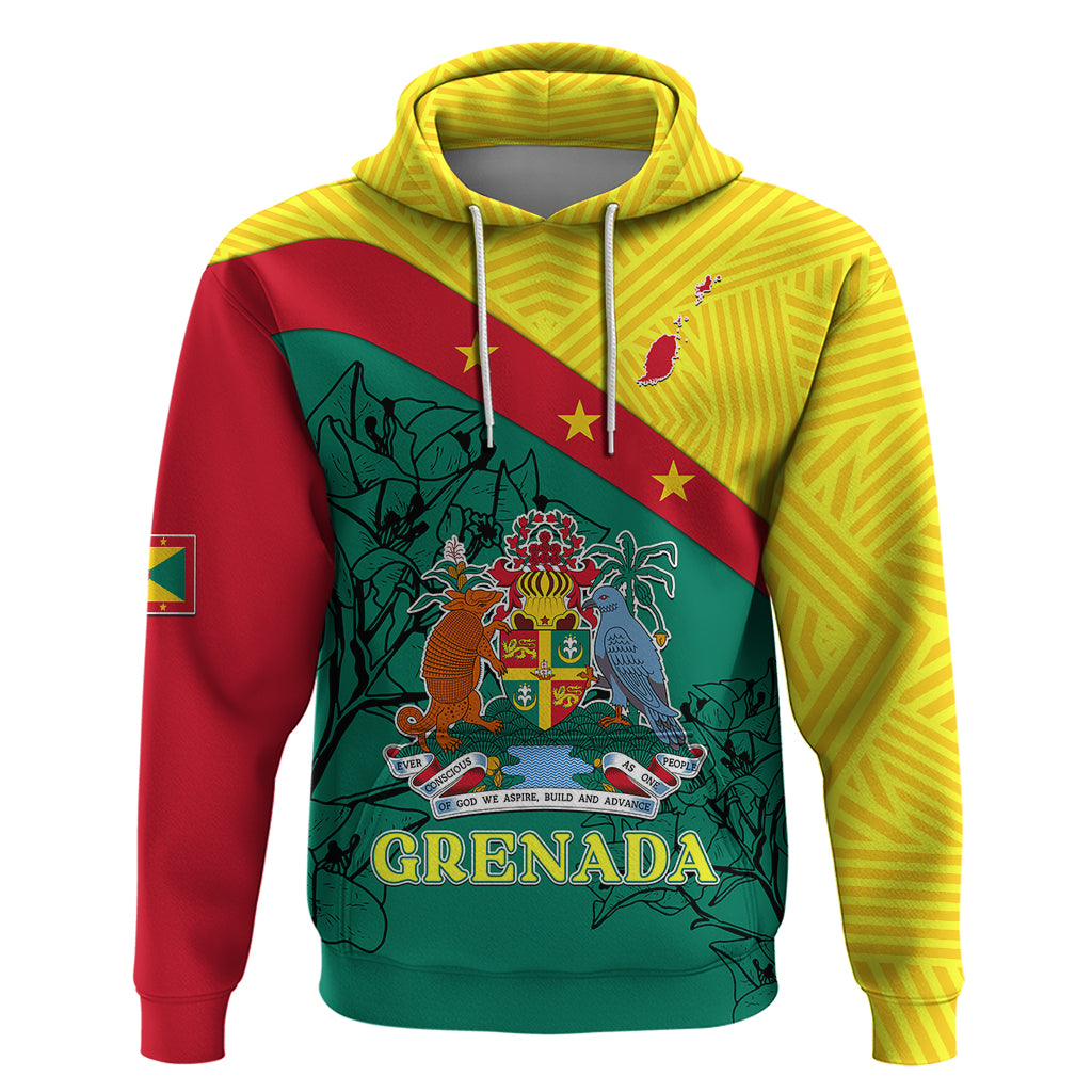 Custom Grenada Hoodie Coat Of Arms With Bougainvillea Flowers TS06 - Wonder Print Shop