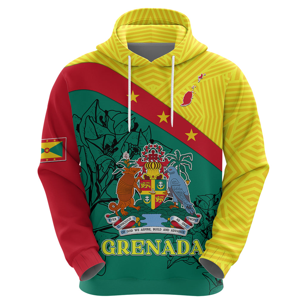 Custom Grenada Hoodie Coat Of Arms With Bougainvillea Flowers TS06 - Wonder Print Shop