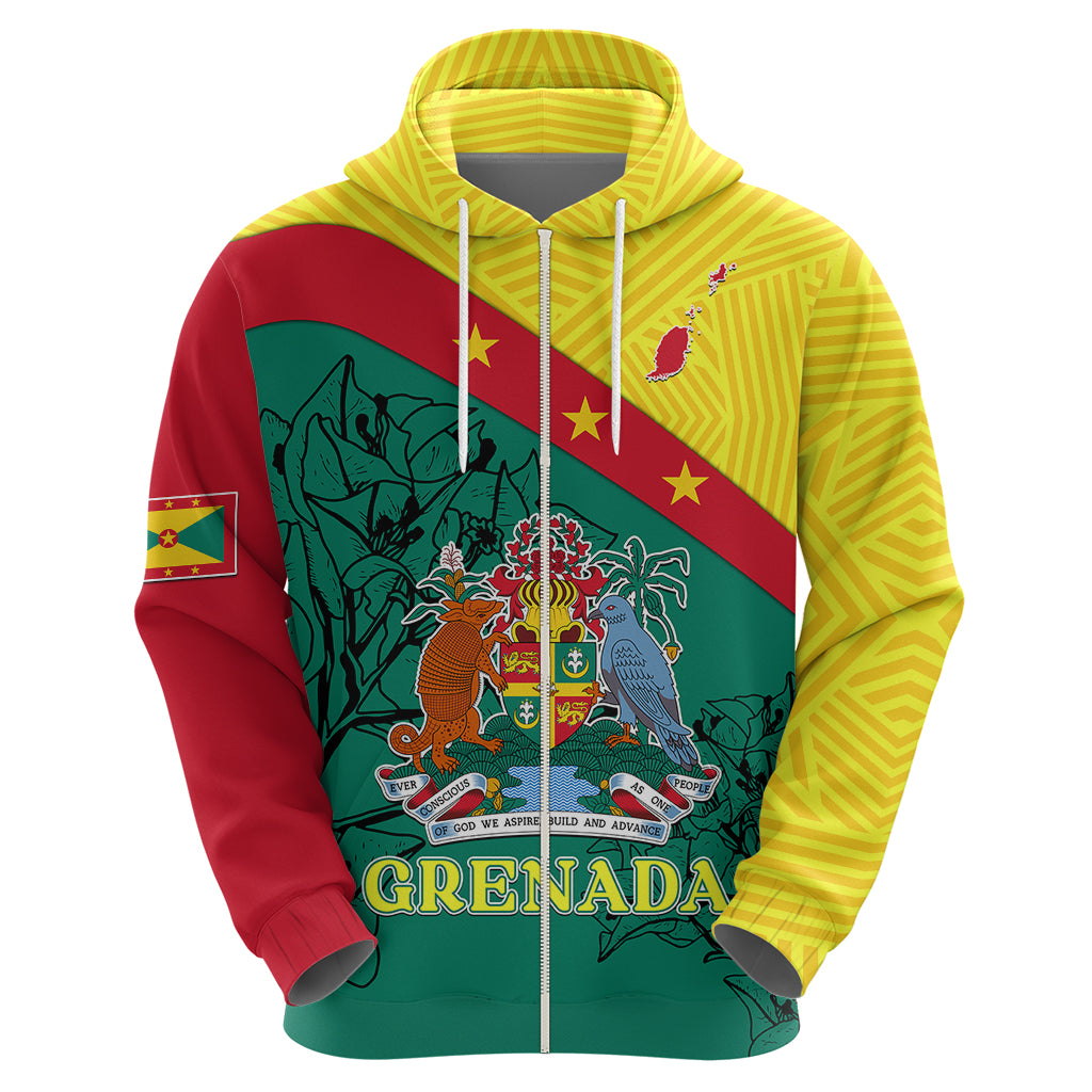 Custom Grenada Hoodie Coat Of Arms With Bougainvillea Flowers TS06 - Wonder Print Shop