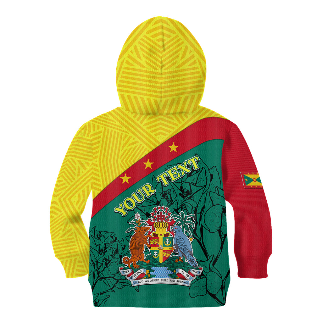 Custom Grenada Kid Hoodie Coat Of Arms With Bougainvillea Flowers TS06 - Wonder Print Shop