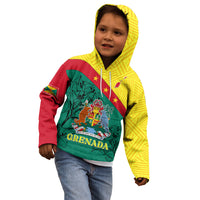 Custom Grenada Kid Hoodie Coat Of Arms With Bougainvillea Flowers TS06 - Wonder Print Shop