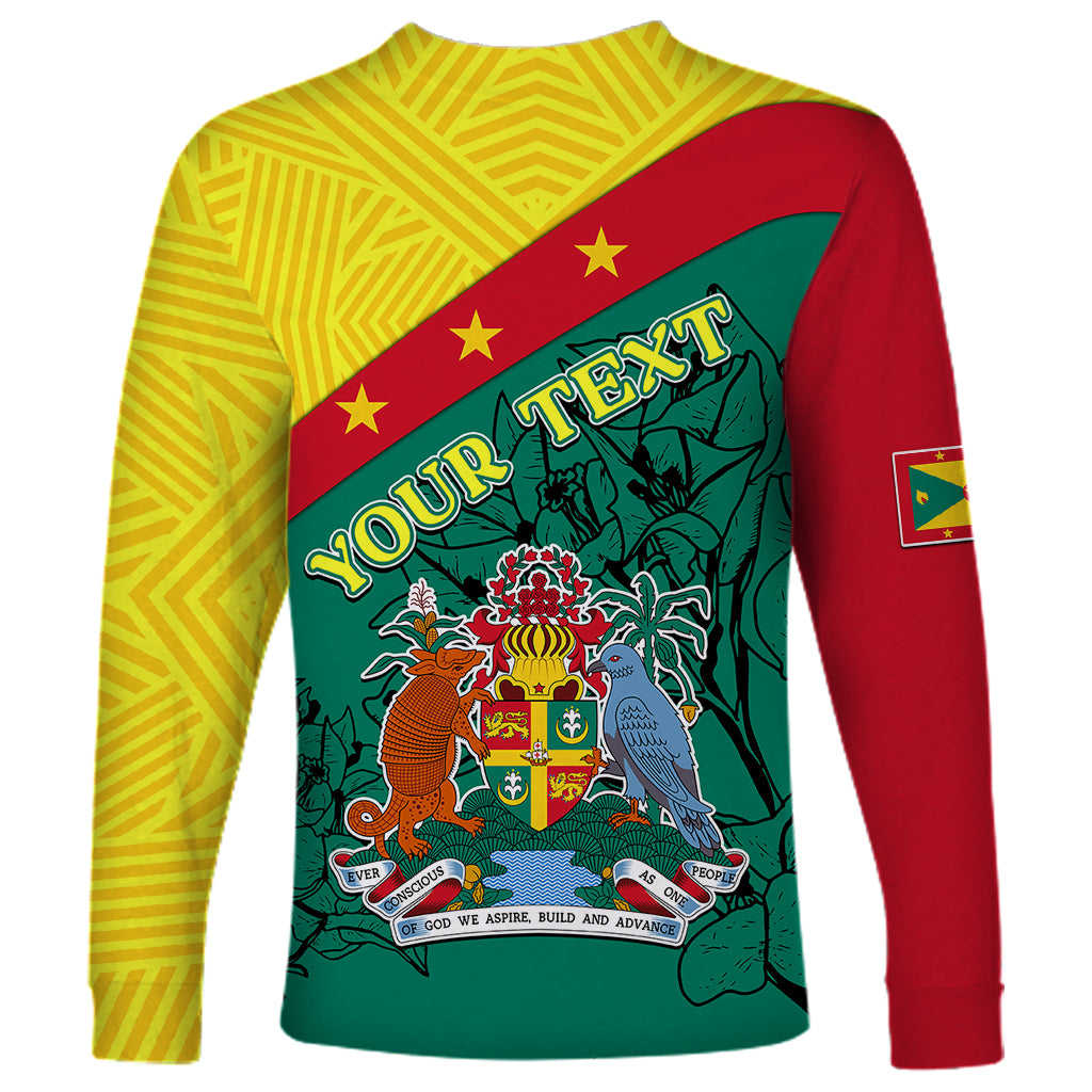 Custom Grenada Long Sleeve Shirt Coat Of Arms With Bougainvillea Flowers TS06 - Wonder Print Shop