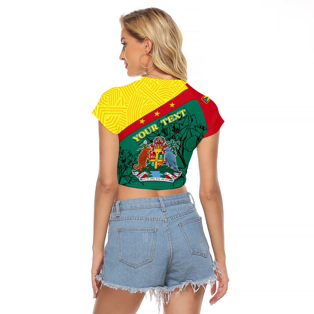 Custom Grenada Raglan Cropped T Shirt Coat Of Arms With Bougainvillea Flowers TS06 - Wonder Print Shop