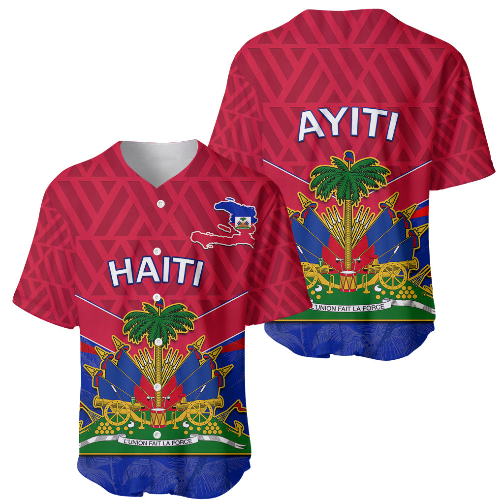 Haiti Baseball Jersey Ayiti Coat Of Arms With Map TS06 - Wonder Print Shop